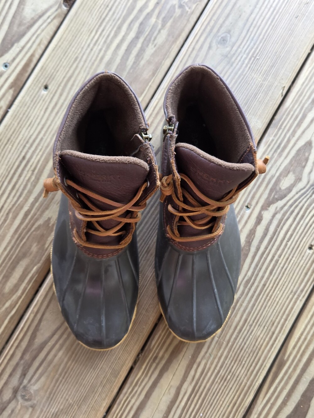 Sperry Womens Brown & Dark Brown Duck Boots Size 8 - Picture 2 of 8